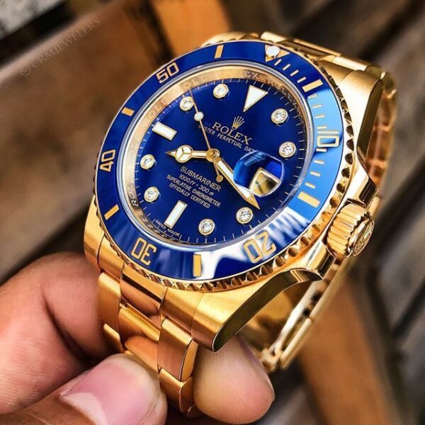 Rolex Submariner Full Gold & Blue Dial Japanese Master Quality Automatic Men’s Watch - Image 5