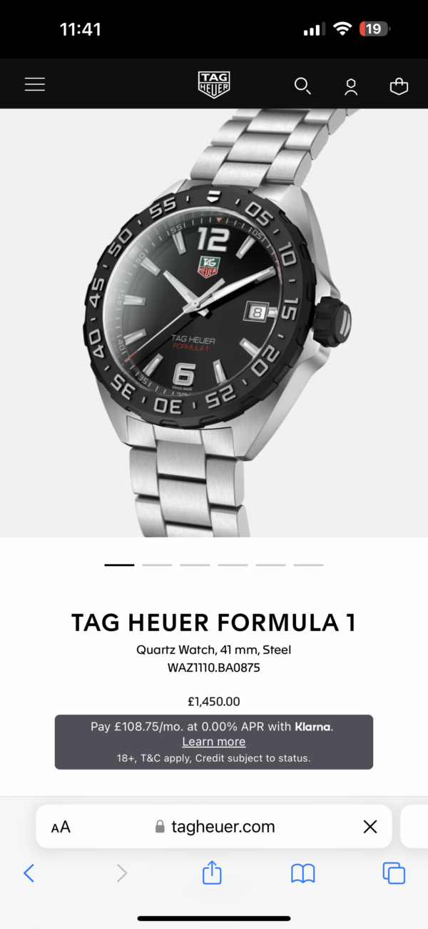 Tag Heuer Formula 1 Stainless Steel Black Dial Japanese Quartz Master Quality Men’s Watch - Image 2