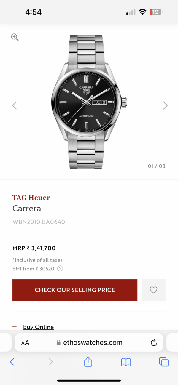 Tag Heuer Calibre 5 Stainless Steel Black Dial Automatic Master Quality Mens Watch - Image 2