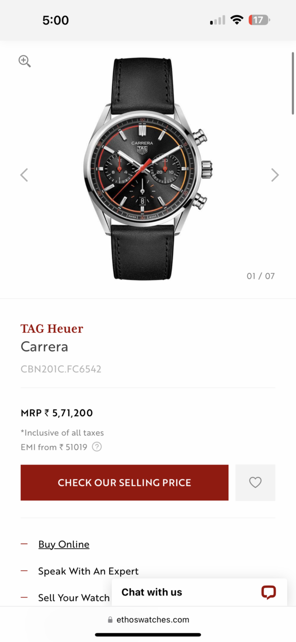 Tag Heuer Carrera Japanese Machinery Black Dial Master Quality Mens Watch - Image 2