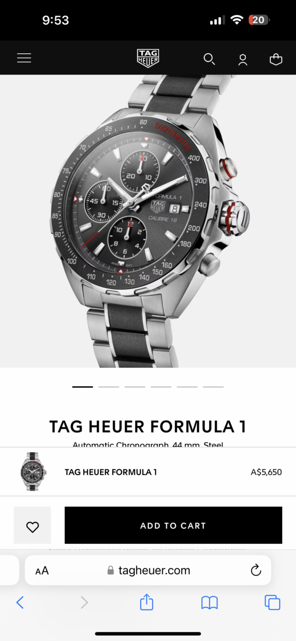 TAG Heuer Formula 1 Men's 43mm Stainless Steel Quartz Chronograph Master Quality Watch - Image 2