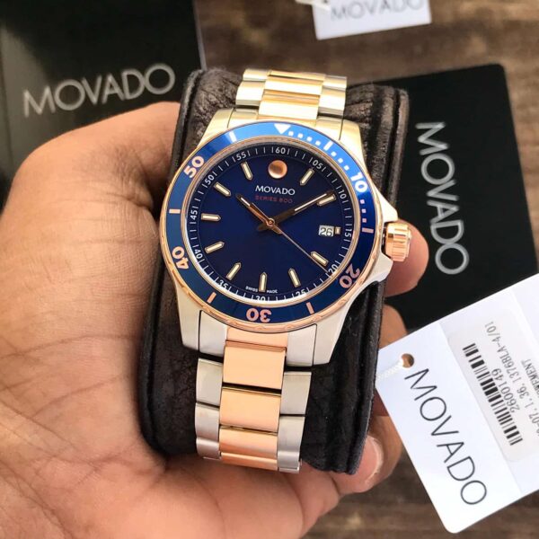 MOVADO Series 800 Two Tone Blue Dial 
Analog Stainless Steel Mens Watch