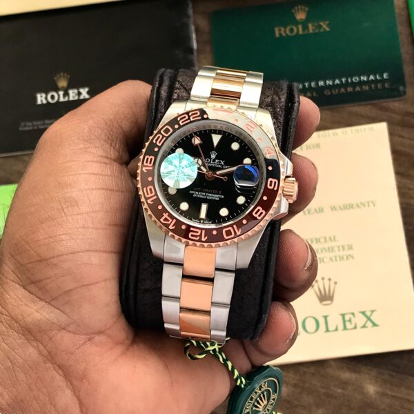 Rolex GMT Master || Two Tone Black Dial Japanese Automatic Mens Watch