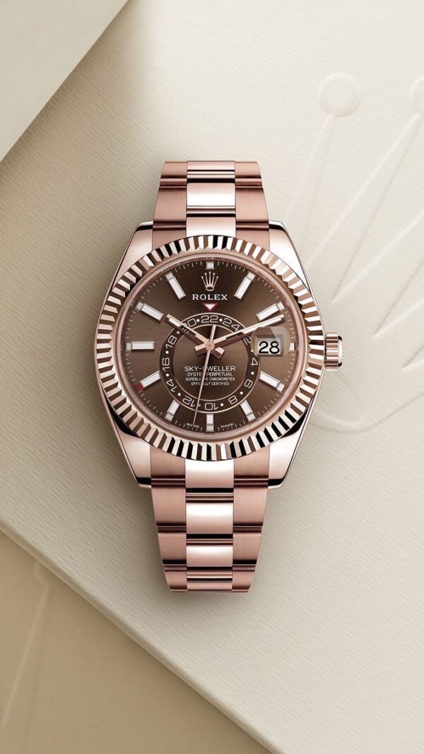 Rolex SkyDweller Rosegold Brown Dial Japanese Automatic Mens Watch - Image 2