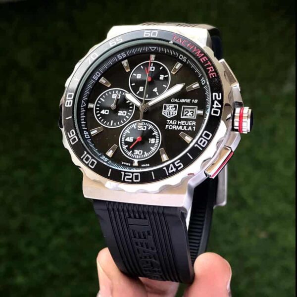 TAG Heuer Formula 1 Men’s 43mm Stainless Steel Quartz Chronograph Black Fiber Strap Master Quality Watch - Image 2