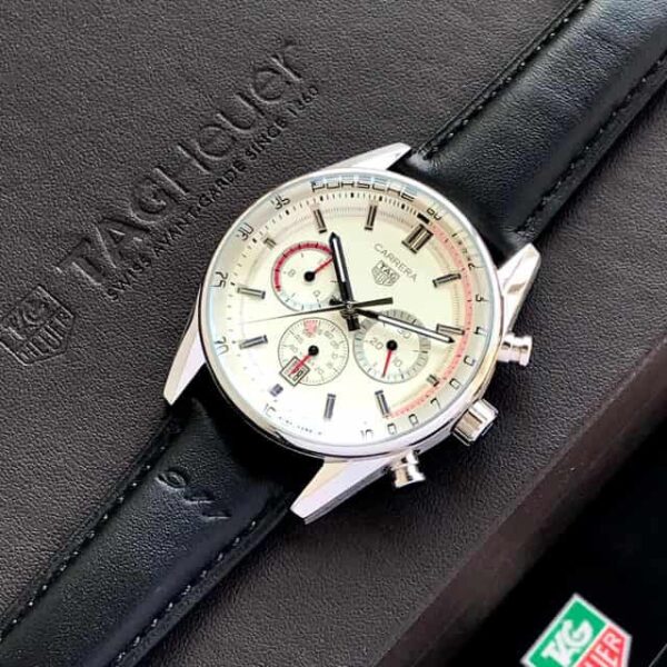 Tag Heuer Carrera Chronosprint X 911 Porsche White Dial Black Belt Japanese Mens Watch - Image 3