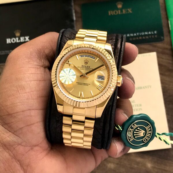 Rolex Day Date 41 Gold Tone Gold Dial Japanese Automatic Mens Watch