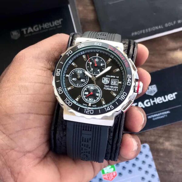 TAG Heuer Formula 1 Men’s 43mm Stainless Steel Quartz Chronograph Black Fiber Strap Master Quality Watch