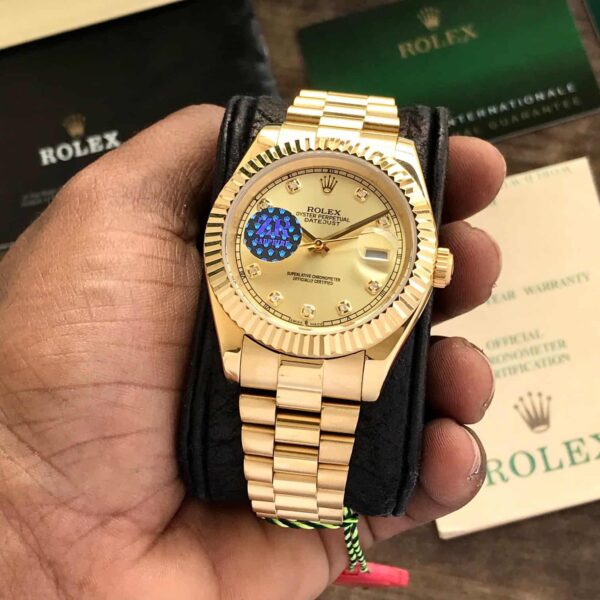 Exclusive Rolex Day Date 41 Gold Tone Gold Dial Dimond Numbers Japanese Automatic Mens Watch