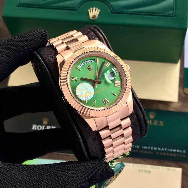 Rolex Day Date 41 Rose Gold Green Dial Japanese Automatic Mens Watch - Image 10