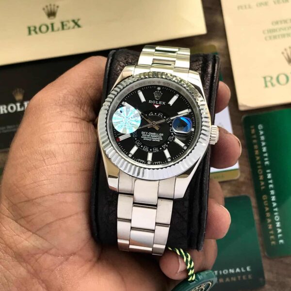 Rolex SkyDweller Stainless Steel Black Dial & Oyster Chain Strap Japanese Automatic Master Quality Men’s Watch