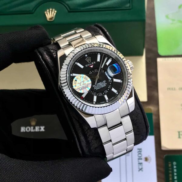 Rolex SkyDweller Stainless Steel Black Dial & Oyster Chain Strap Japanese Automatic Master Quality Men’s Watch - Image 4