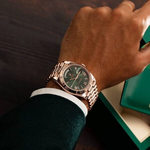 Rolex Day Date 41 Rose Gold Green Dial Japanese Automatic Mens Watch - Image 7