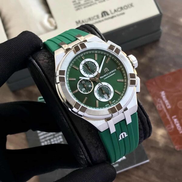 Maurice Lacroix Aikon Quartz Chronograph Green Authentic Mens Watch - Image 4