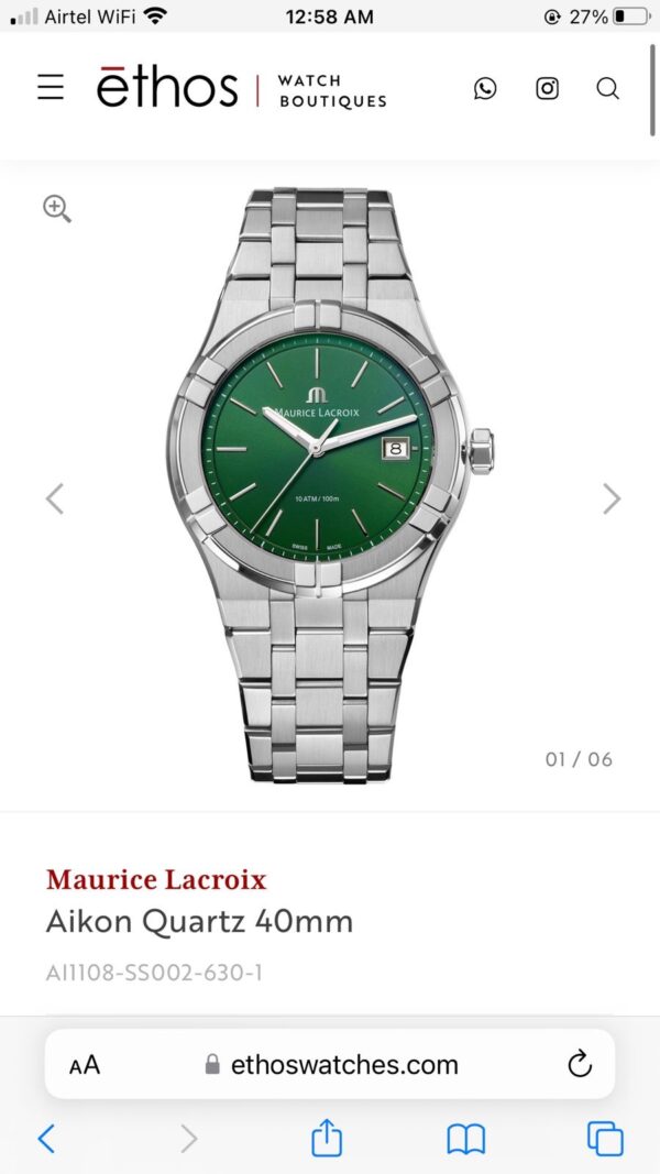 Maurice Lacroix Aikon Quartz 40mm Authentic Stainless Steel Green Dial - Image 2