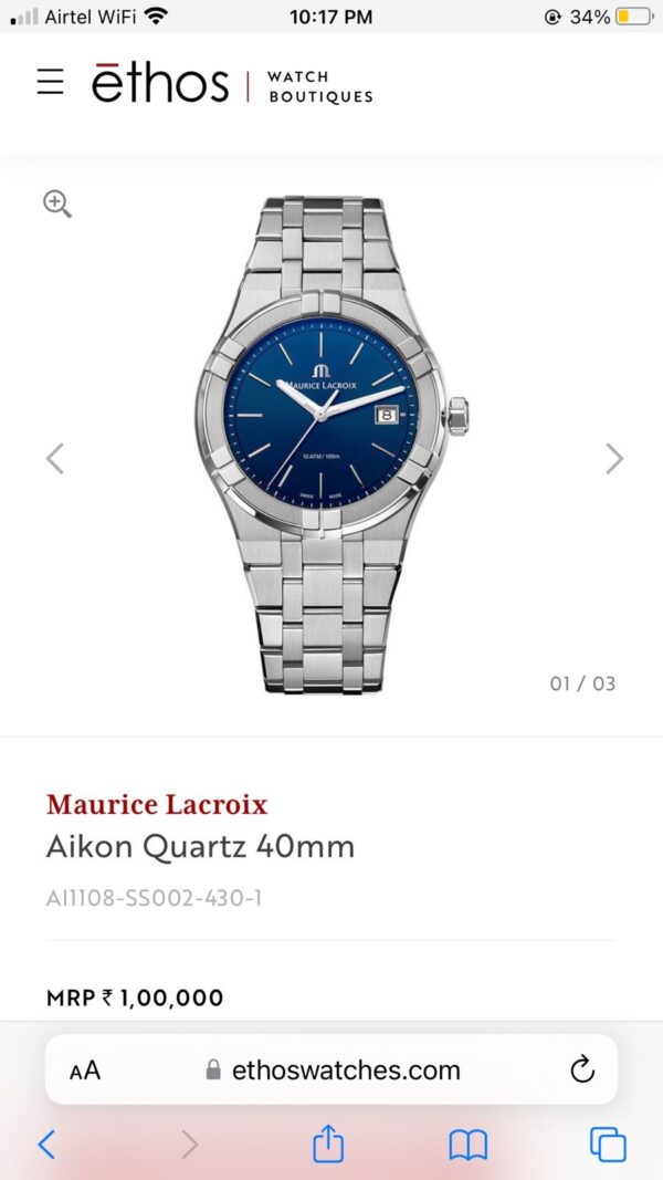 Maurice Lacroix Aikon Quartz 40mm Authentic Stainless Steel Blue Dial - Image 2