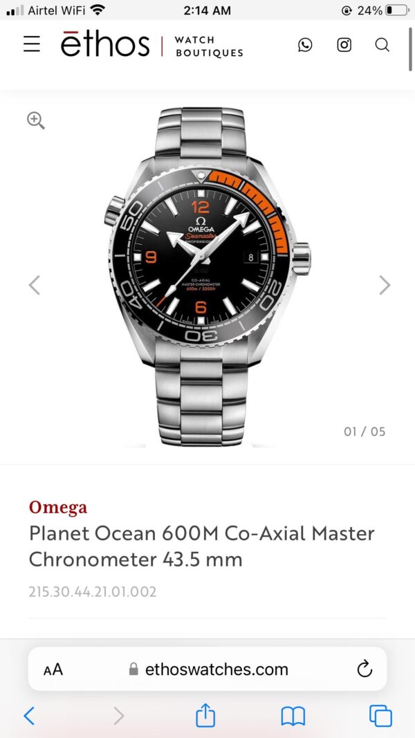 Omega Planet Ocean 600M Co‑Axial Master Chronometer Stainless Steel Automatic Mens Watch - Image 2