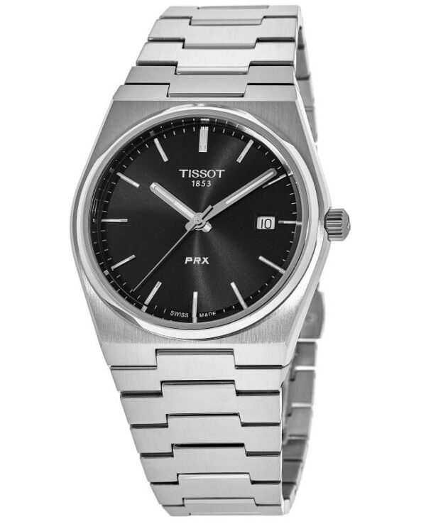 Tissot PRX T-Classic Stainless Steel Black Dial Japanese Quartz Mens Watch - Image 3