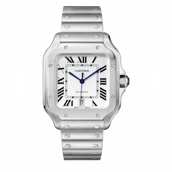 Cartier Santos Large Stainless Steel White Dial Swiss Automatic Mens Watch - Image 2