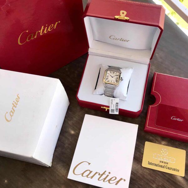 Cartier Santos Large Stainless Steel White Dial Swiss Automatic Mens Watch - Image 9