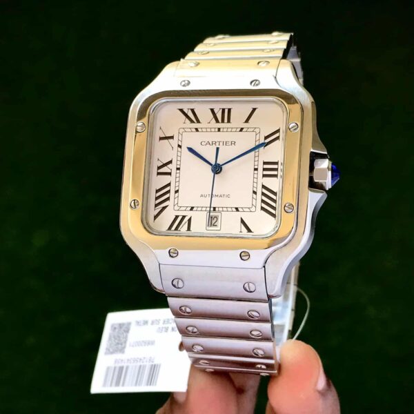 Cartier Santos Large Stainless Steel White Dial Swiss Automatic Mens Watch - Image 3