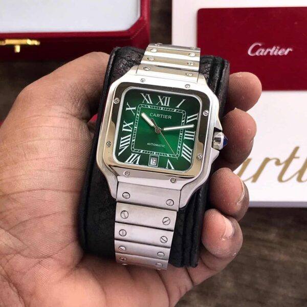 Cartier De Santosh Medium Model Green Dial Stainless Steel Automatic Men’s Watch