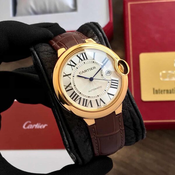 Cartier Ballon Bleu Japanese Automatic White Dial Brown Belt Mens Collection