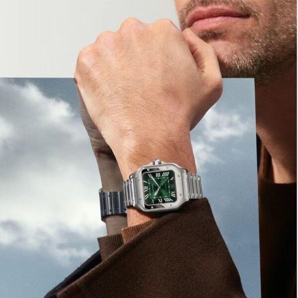 Cartier De Santosh Medium Model Green Dial Stainless Steel Automatic Men’s Watch - Image 8