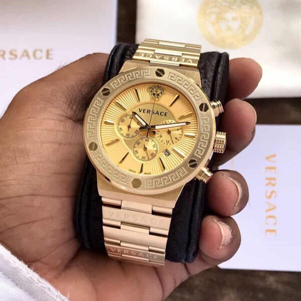 VERSACE Chronograph Yellow Gold Color Dial Men Watch VEZ900421