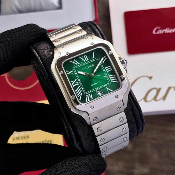 Cartier De Santosh Medium Model Green Dial Stainless Steel Automatic Men’s Watch - Image 4