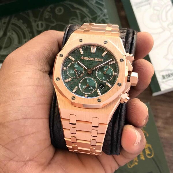 Audemars Piguet Royal Oak 50th Anniversary Chronograph’s Rosegold Green Dial Swiss ETA