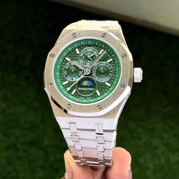 Audemars Piguet Perpetual Calendar Open Worked Silver Green Dial Automatic Mens Watch - Image 2