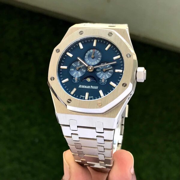 Audemars Piguet Royal Oak 41 Perpetual Calendar Ultra-Thin Silver Blue Dial Automatic Mens Watch - Image 3