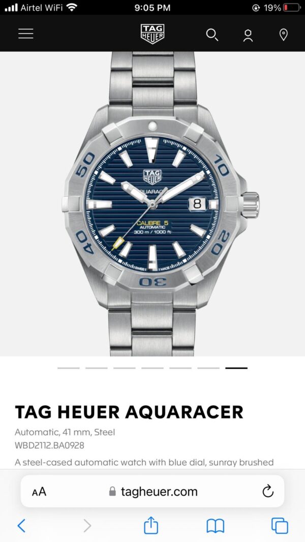 Tag Heuer Aquaracer Calibre 5 Blue Dial Automatic Authentic Quality Men’s Watch - Image 2