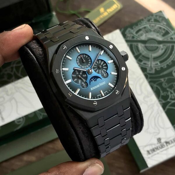 Audemars Piguet Royal Oak Perpetual Calendar Ultra Thin Black Blue Dial Automatic Mens Watch - Image 3