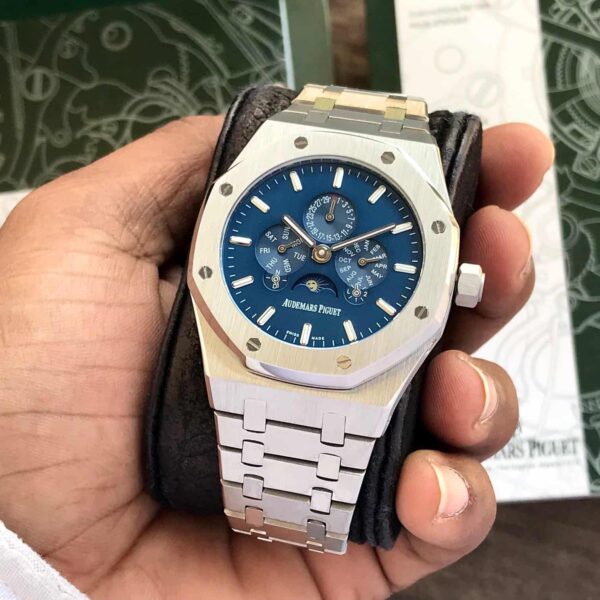 Audemars Piguet Royal Oak 41 Perpetual Calendar Ultra-Thin Silver Blue Dial Automatic Mens Watch