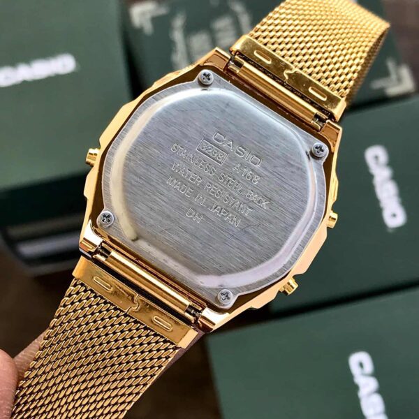 Casio Vintage Gold A700WM-7ADF Digital Dial Stainless Steel Mesh Band - Image 4