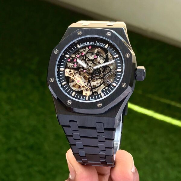 Audemars Piguet Royal Oak Double Balance Wheel Open worked Skeleton Dial Full Black Automatic Mens Watch - Image 3