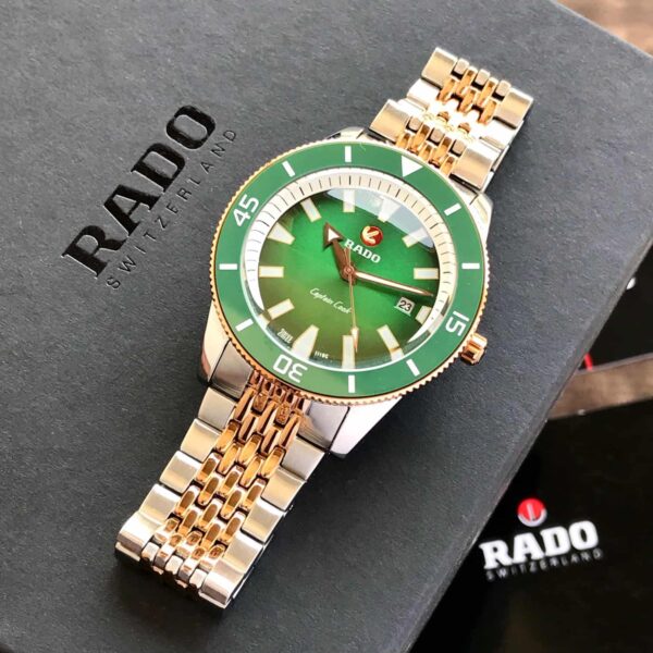 Rado Captain Cook Japanese Two Tone Green Dial Automatic Mens Watch - Image 3