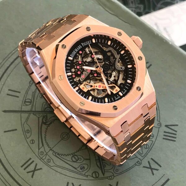 Audemars Piguet Royal Oak Rose Gold 41mm Double Balance Wheel Openwork Skeleton Dial Automatic Men’s Watch - Image 4