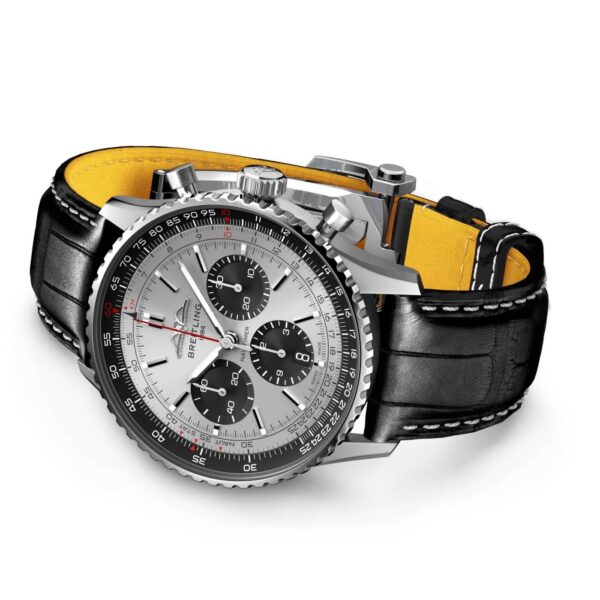 Breitling Navitimer B01 Chronograph Grey Dial Black Leather Strap Men’s Watch - Image 3