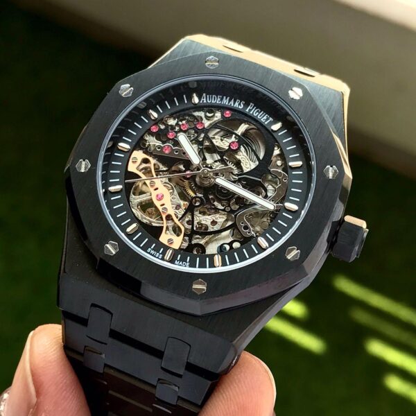 Audemars Piguet Royal Oak Double Balance Wheel Open worked Skeleton Dial Full Black Automatic Mens Watch - Image 6