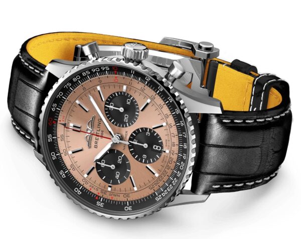 Breitling Navitimer B01 Chronograph Brown Dial Black Leather Strap Men’s Watch - Image 3