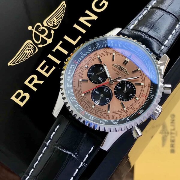 Breitling Navitimer B01 Chronograph Brown Dial Black Leather Strap Men’s Watch - Image 5