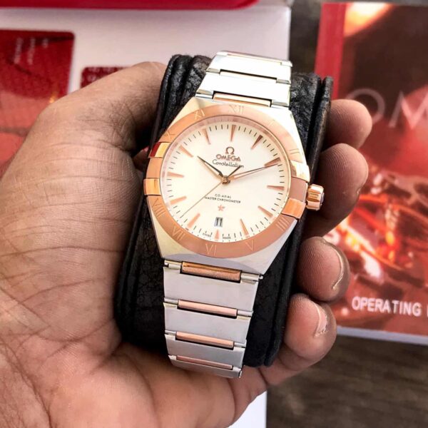 Omega Co-Axial Constellation RoseGold White Dial Japanese Automatic Mens Watch