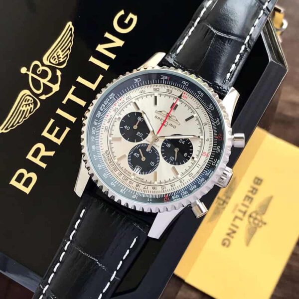 Breitling Navitimer B01 Chronograph Grey Dial Black Leather Strap Men’s Watch - Image 4