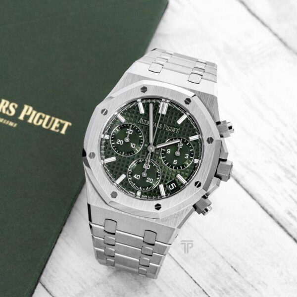 Audemars Piguet Royal Oak 50th Anniversary Chronograph’s Silver Green Dial Swiss ETA - Image 6