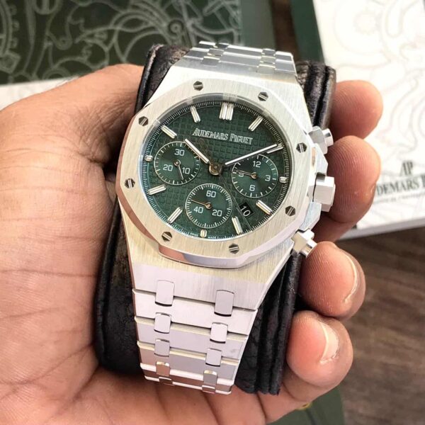 Audemars Piguet Royal Oak 50th Anniversary Chronograph’s Silver Green Dial Swiss ETA