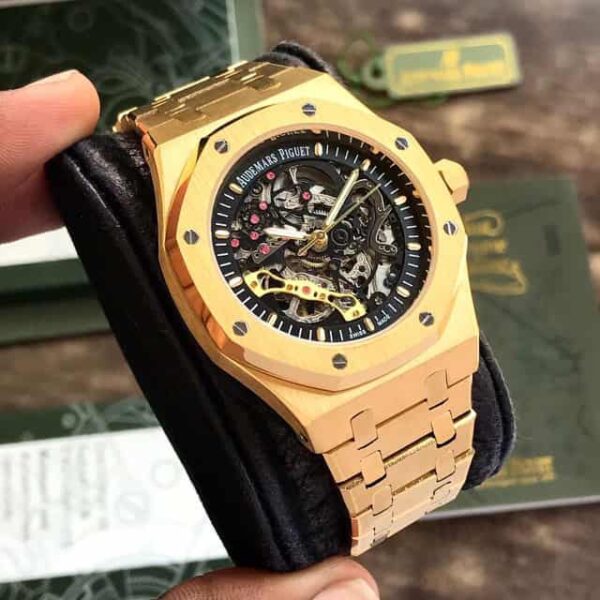 Audemars Piguet Royal Oak Double Balance Wheel Open worked Full Gold Skeleton Dial Automatic Mens Watch - Image 5