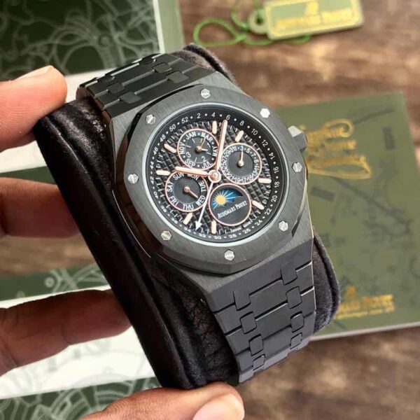 Audemars Piguet Perpetual Calendar Open Worked Full Black Automatic Mens Watch - Image 6